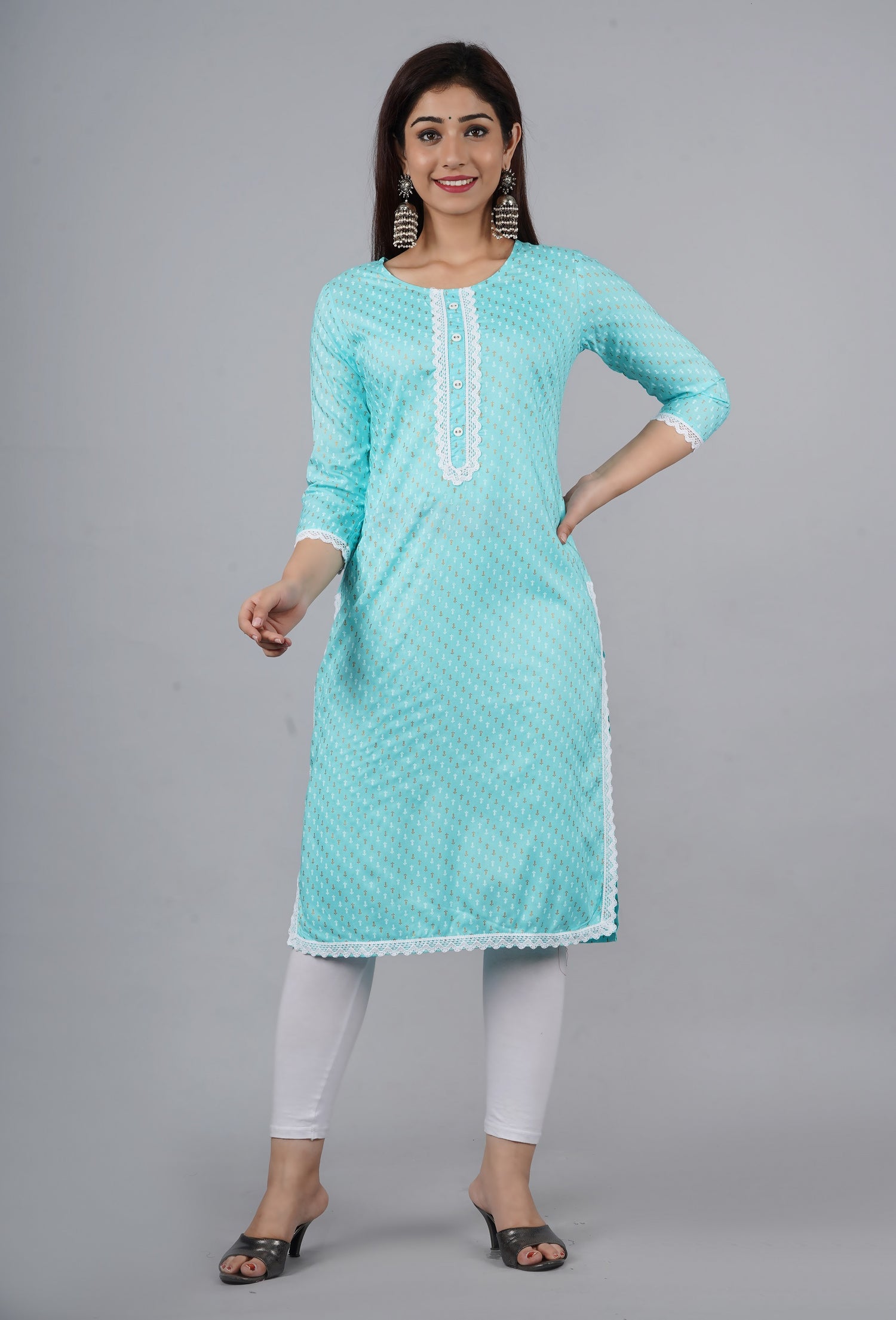 Block Printed Stitched Cotton Kurti With Gota / Lace Work – Urban Roots